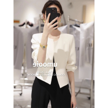 Acetic acid small shoulder top high-end short jacket for women's spring and autumn wear