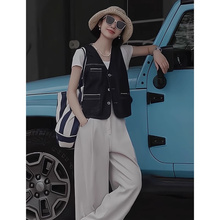 Heavy industry retro slimming denim camisole suit vest woman