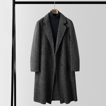 Double sided cashmere coat men's medium length wool coat