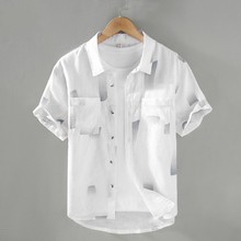 Summer Japanese gradient printed short sleeved shirt for men's thin style