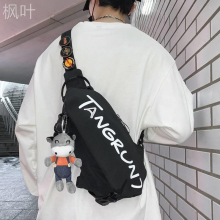 Trendy brand crossbody bag for men's ins sports waist bag, casual and fashionable shoulder bag, female student personalized small cross bag chest bag