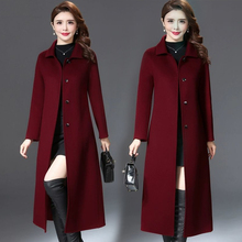 Double sided cashmere coat, women's long knee length woolen coat, 2023 autumn/winter off-season middle-aged mother's coat