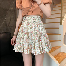 Retro floral half skirt A-line skirt Korean version