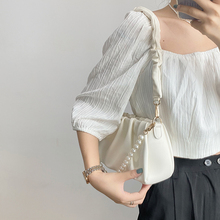 Bag, female niche white pleated versatile handbag