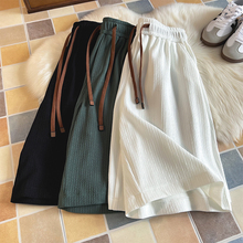 Large size pleated ice silk shorts for men's summer thin edition