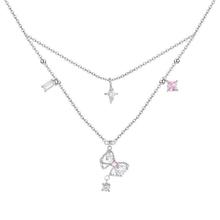 Light luxury designer original sparkling diamond star bow double layered necklace for women's 2023 new pendant collarbone chain