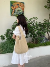 Greenday Original Holiday Style Straw Woven Bag Shoulder Bag New Straw Woven Tote Bag High Capacity Handheld Woven Bag