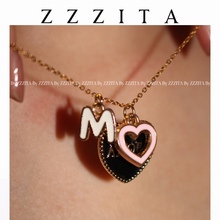 Customized letter colored heart pendant necklace