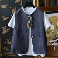 Retro linen vest for women in spring