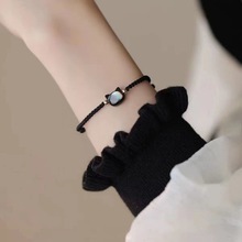 Black Cat, White Shell, Black Pointed Crystal, Extremely Fine, Luxury, Small and Small, High end, Female Handstring Bracelet, Friend, Student Gift