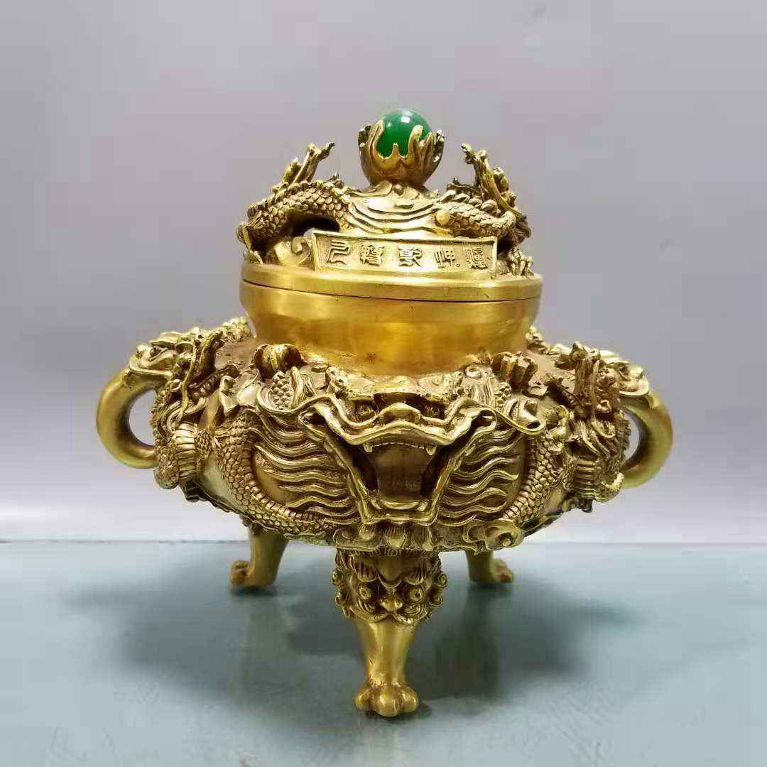 銅香炉 純銅九龍戯珠香薫炉 九転乾坤炉 置物 アンティーク | www