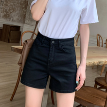 Black denim shorts with thin anti glare design