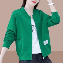 New cotton oversized women's hoodie women's short 2024 spring and autumn season new Korean loose and slimming cardigan jacket