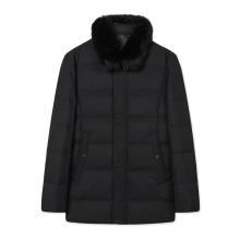 Warm men's business down jacket with fox fur collar