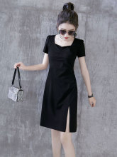 Black popular dress for women's summer 2023 new