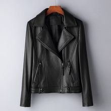 Top layer sheep leather short motorcycle leather jacket