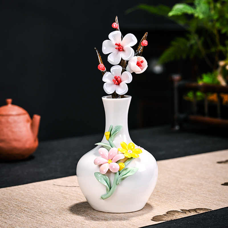 大清乾隆年製 風景 梅山水紋 青花染付 中国花器 壷 花生 花入 k03158サイズ