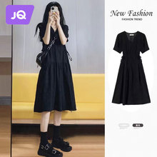 Jingqi Pregnant Women's Summer Dress Hepburn Style Little Black Dress