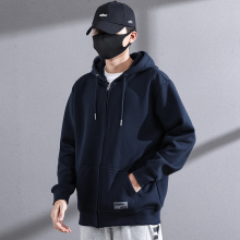 Spring and Autumn Zipper Sweater Hooded Casual Sports Coat for Men