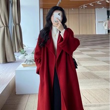 Double sided cashmere coat for women's mid length Korean Hepburn style