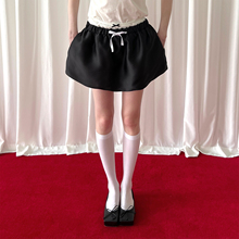 PFF GIRL black lace up puffy short skirt