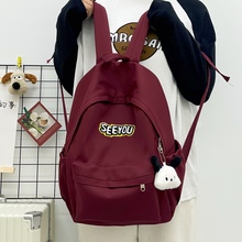 Schoolbag Female High School Student Korean Version INS Retro Versatile Red Simple Large Capacity Junior High School Student Backpack