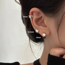 925 sterling silver plain ring earrings and ear bone studs with a niche temperament