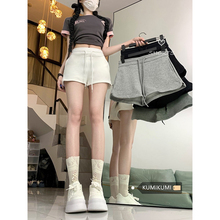 Elastic waist wide leg shorts, hot pants, versatile casual pants