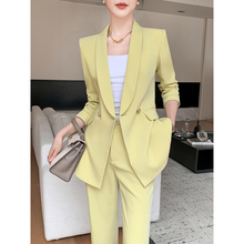 Yellow suit, women's spring dress, professional attire