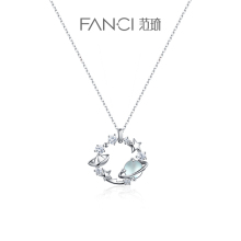 Fan Qi Blue Glazed Stone 925 Silver Planet Necklace