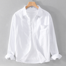 Men's half sleeved shirts in spring and autumn, white long sleeved inch shirts