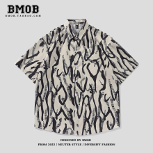 BMOB Summer Thin Short sleeved Shirt Pi Shuai Flower Shirt