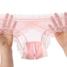 Fat mm Fun Underwear Women's Open Crotch Lace Free Transparent Flirting G-string Pants Temptation Passionate Couple Sexual Products