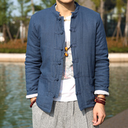 中式唐装棉衣男装棉麻冬装加厚冬季棉服外套男青年老粗布老式棉衣