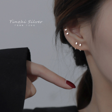 S925 silver niche minimalist temperament plain ring earrings