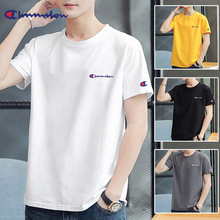 Outlet 100% Cotton Short sleeved T-shirt for Men's 2024 Summer Loose Size Large Trendy Round Neck Elastic Couple T-shirt