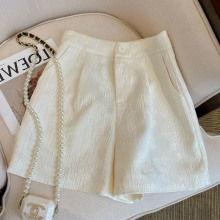 High waisted slimming high-end light luxury new Chinese white shorts