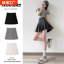 Black pleated skirt for women in summer, short skirt with high waist, spring and summer