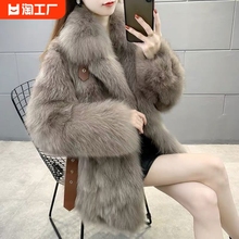 Haining fur coat for women with thickened temperament, socialite style fox fur, 2023 new fur coat, medium length style