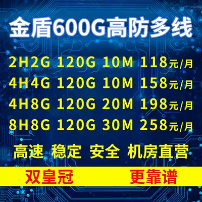 High-defense two-line BGP multi-line eight-core 8G server rental board legend web game site software monthly payment