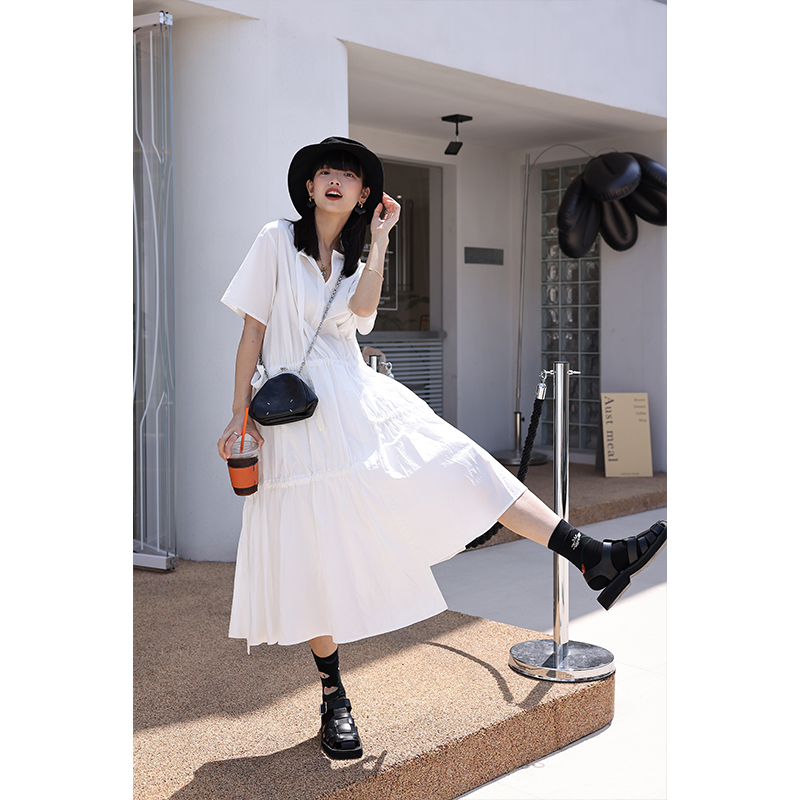 Catch-up irregular French dress 2021 new summer womens design niche white first love skirt Q6814