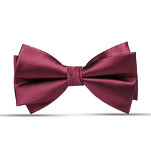 Red collar wedding gift for male groom, wedding suit, bow, high-end formal attire, best man tie, free of knots, wine, red gloss surface