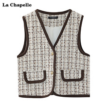 Checkered small fragrant vest for women's spring and autumn layered wear