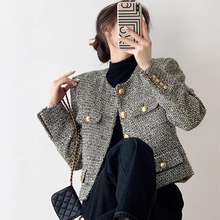 2024 Spring Black Gold Small Fragrant Wind Cardigan Coat Women's Small Tall Thick Plaid Plaid Top French Celebrity Suit