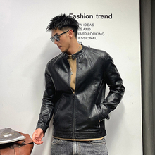 Xu Tailang's black fried street motorcycle suit, leather jacket, men's spring and autumn trend brand, American slim fit ruffian handsome jacket, jacket, and men's trend