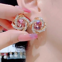 Wrapped with amethyst earrings full of diamonds, light luxury and high-end feeling for women