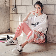 2019春夏新款运动休闲套装女网红宽松时尚韩版健身服瑜伽跑步套装