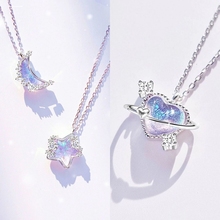 Star Moon Candy Best Friend Dreamy Color Changing Starry Sky Necklace Girl Cute and Simple Star Moon Collar Chain Girl