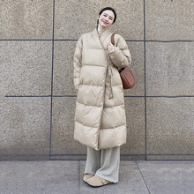 Long, high-end down jacket, Korean style, lazy and loose fitting to wear