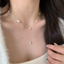 Full body pure silver/pearl tears 925 necklace collarbone chain